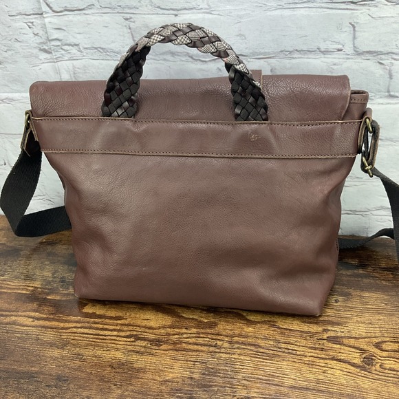Bonfanti Leather brown Messenger Bag Crossbody Shoulder‎ Bag Braided Handle - Picture 2 of 11